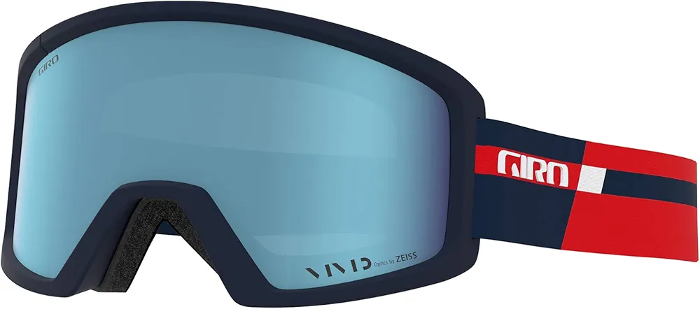 GIRO Blok Ski Goggles - Snowboard Goggles for Men & Youth - Red Midnight Podium Strap with Vivid Ember Lens