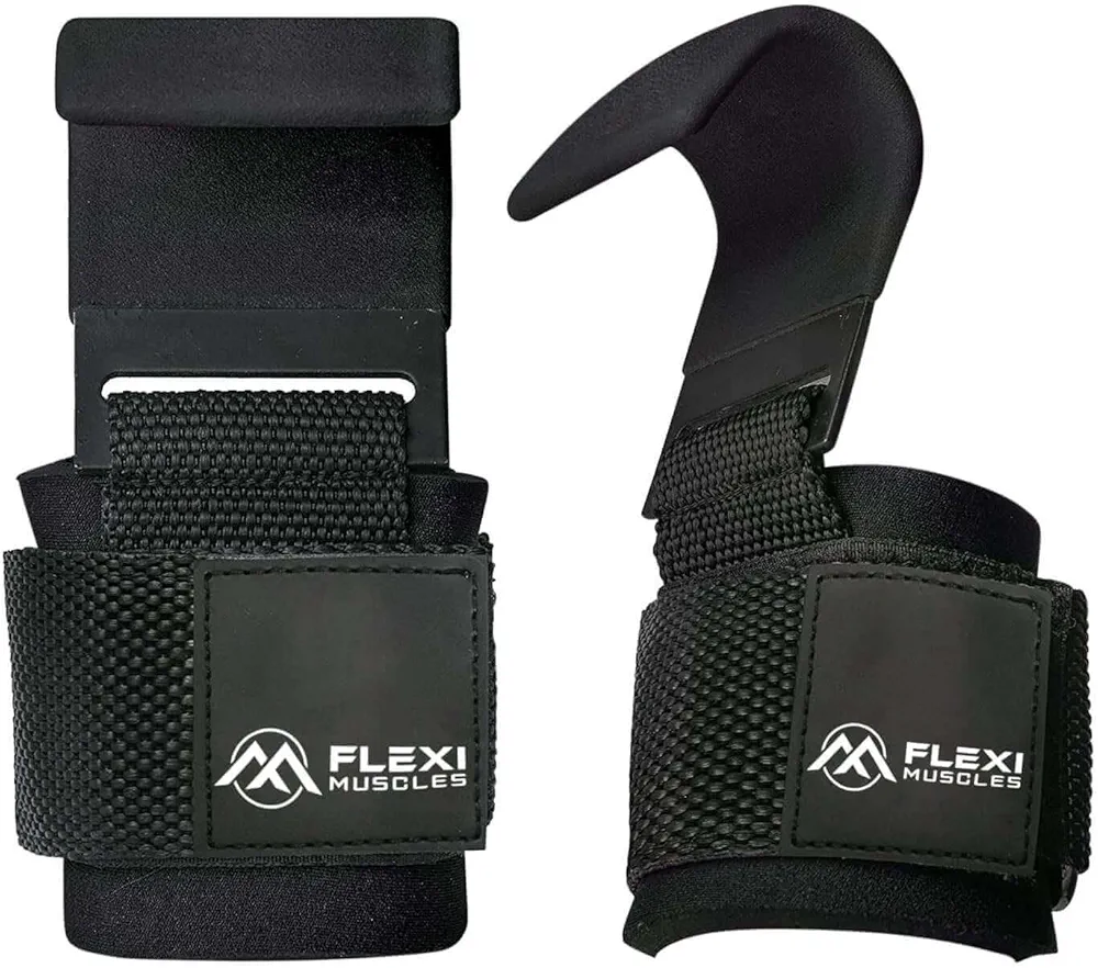 – Weight Lifting Hooks (Pair) - Heavy-Duty Wrist Straps with Non-Slip Grip - Ideal for Deadlifts, Pull-Ups, Shrugs, and Powerlifting - Padded Wrist Support for Men & Women