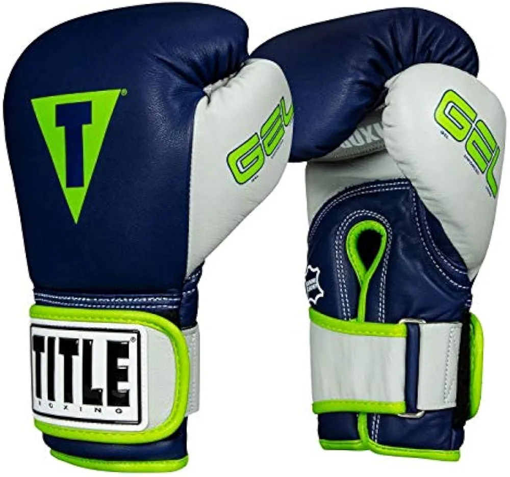Title Boxing Gel World V2T Bag Gloves, Navy/Grey/Green, Large