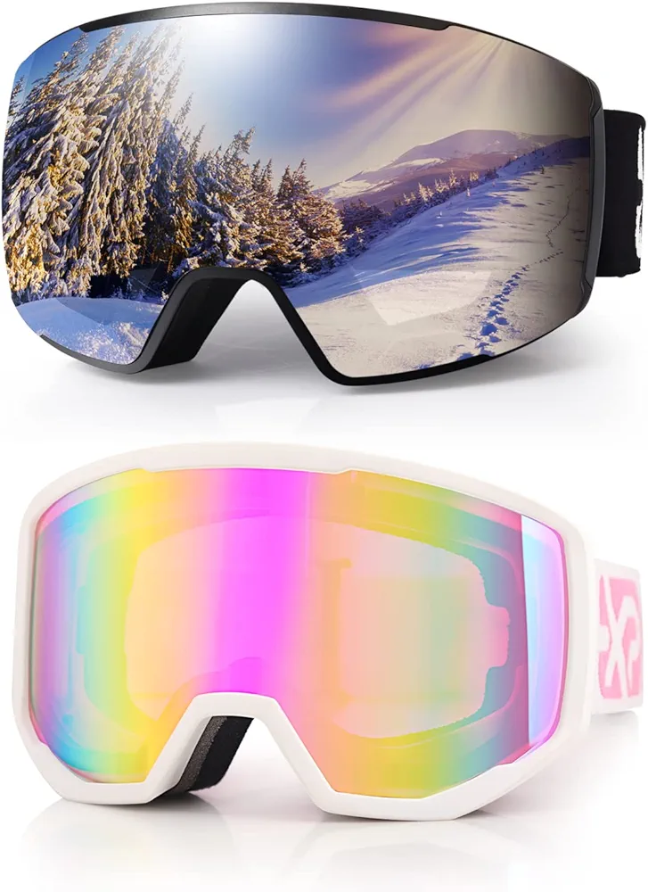 EXP VISION Ski Goggles Anti-Fog Adult Snowboard Goggles with UV Protection, Over The Glasses Snow Goggles