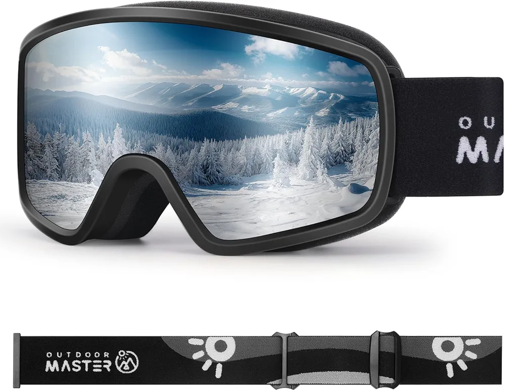 OutdoorMaster Tit Kids Ski Goggles OTG Snowboard Goggles with 100% UV Protection Kids Snow Goggles for Boys Girls Toddler