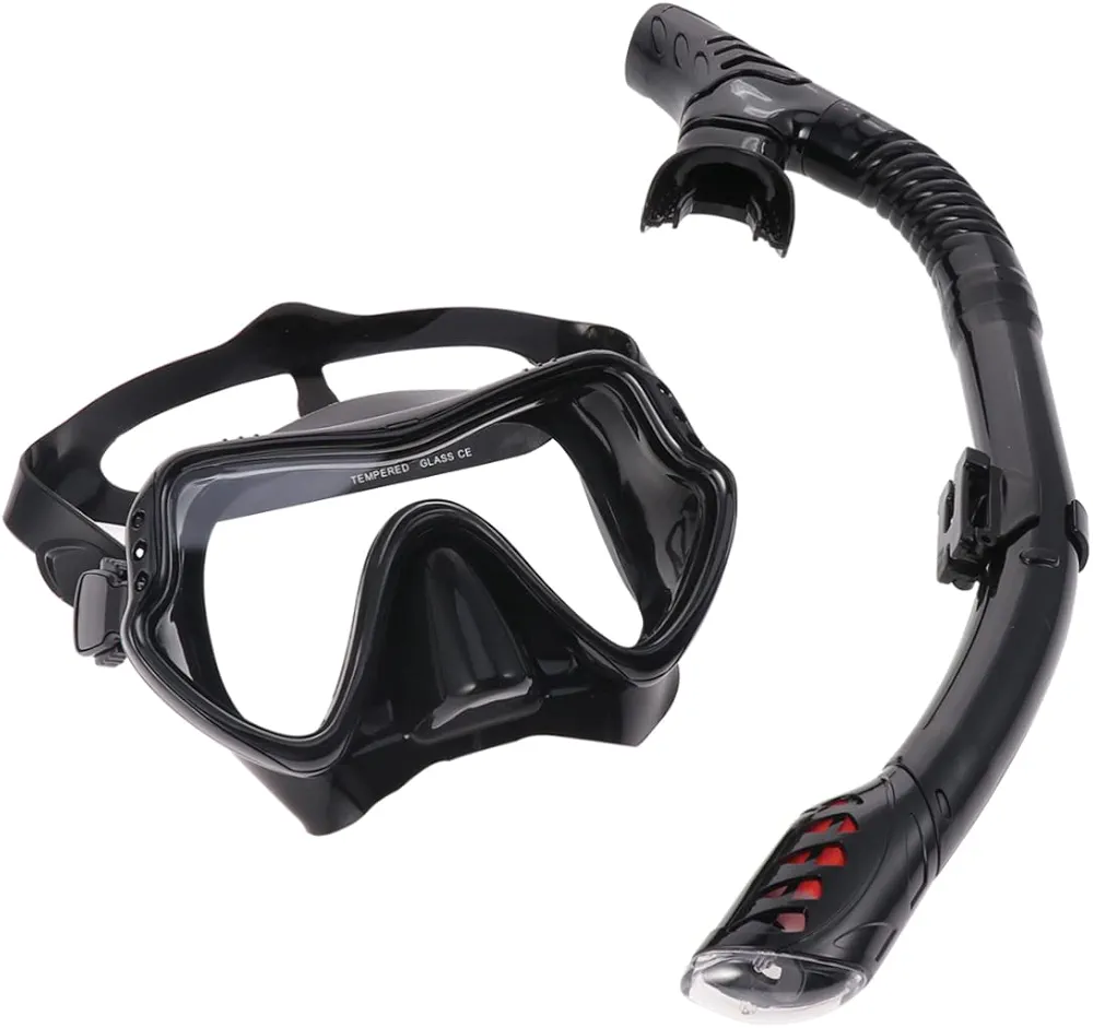 Yardwe 1 Set Dive Mask and Snorkel Snorkeling Mask Masks Women Ops Eyewear Clear Kits Masquerade Goggles Full Snorkel Performance Ensure Face Mask Snorkel Mask Full Face Black