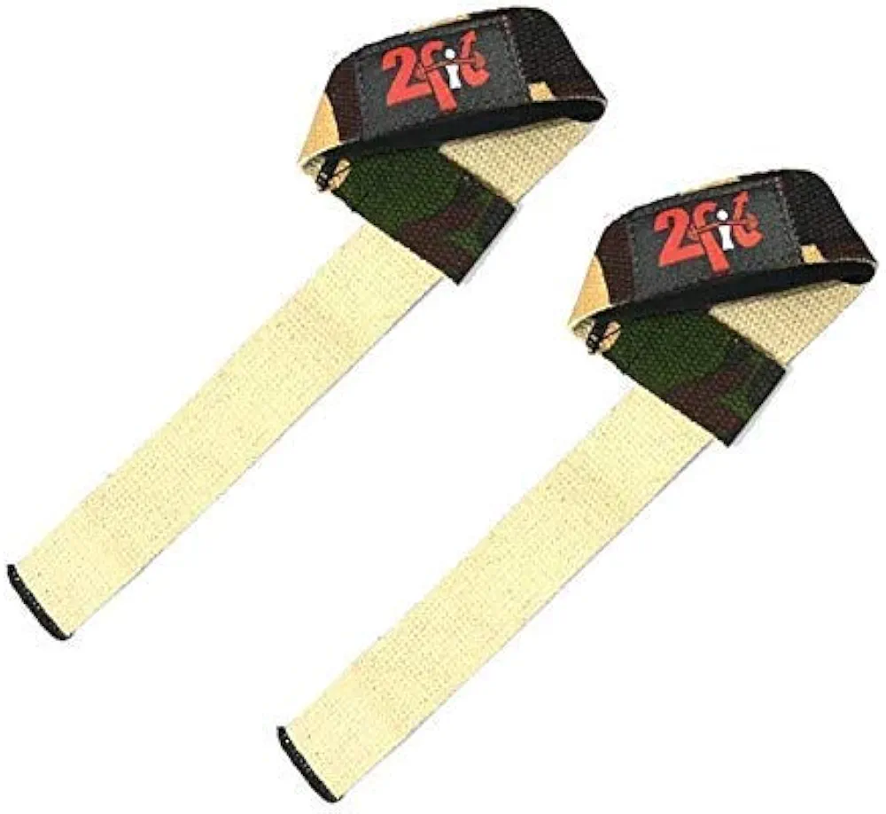 2Fit® Weight Lifting Bodybuilding Gym Training Wrist Bar Strap Cotton Brace Camo