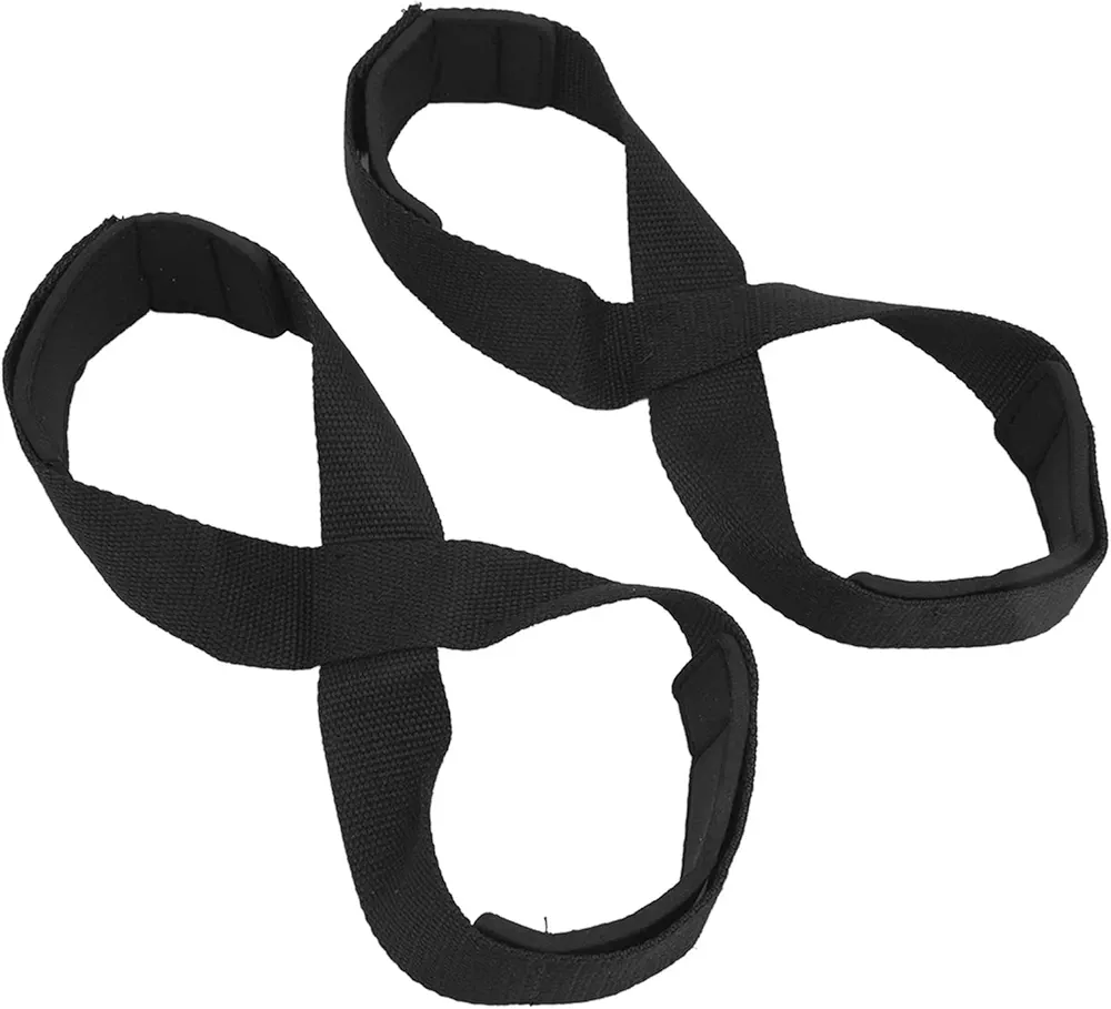 A Pair Figure 8 Lifting Straps Weightlifting Straps Antislip Deadlifting Straps Strength Training Black