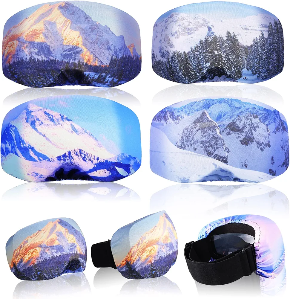 4 Pieces Ski Snowboard Goggle Cover Sleeve, Goggle Cover Microfiber Protective Lens Scratch Dust Protection for Travel Apres