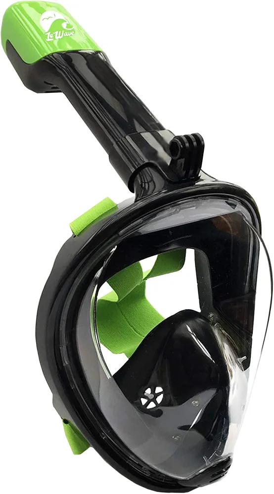 LeWave Snorkel Mask Full Face – Snorkeling Set Anti-Fog & Anti-Leak Diving Mask – 180° Panoramic View, Camera Mount – Scuba with Underwater Valve Lock – for Kids & Adults