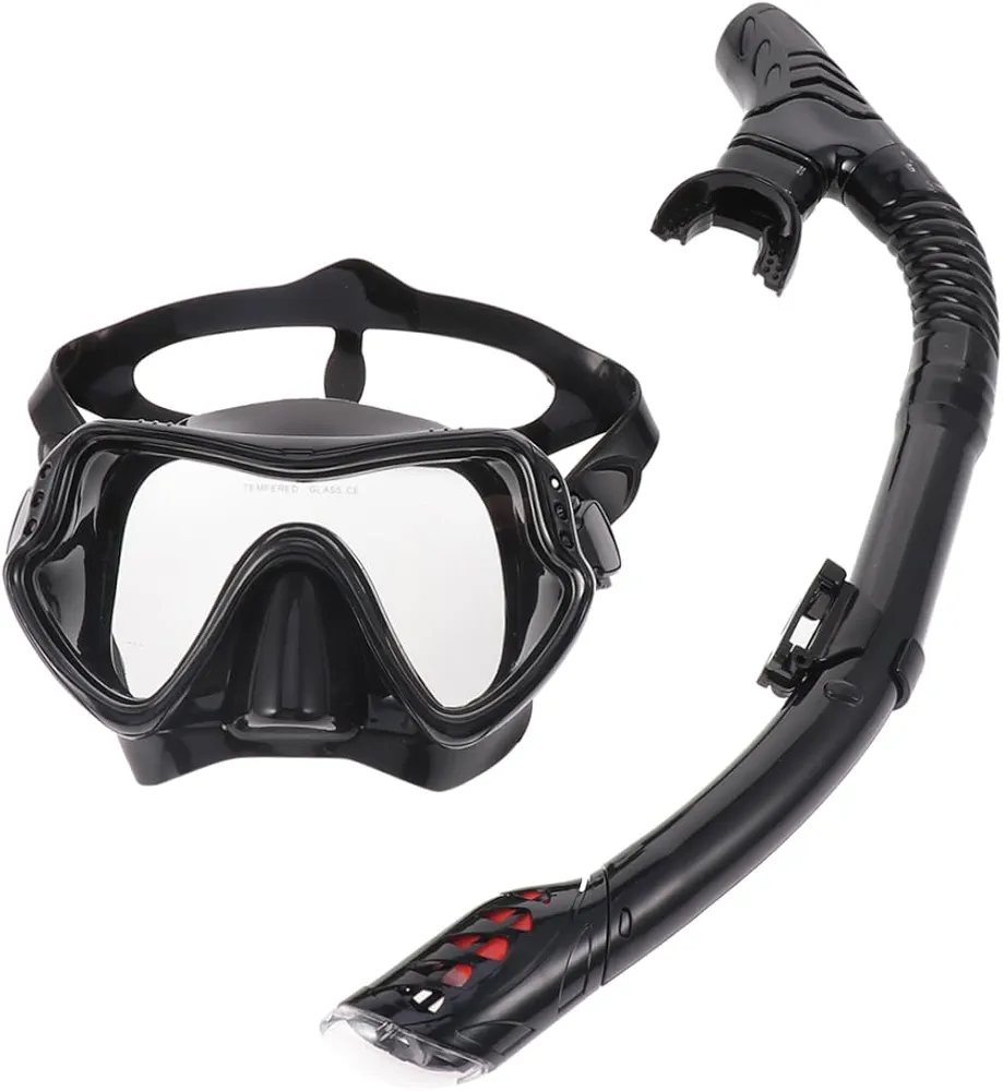 1 Set Snorkel Mask Full Face Women Clear Ensure Snorkeling Mask Performance Ops Masquerade Full Snorkel Eyewear Kits Goggles Masks Face Mask Dive Mask and Snorkel Black