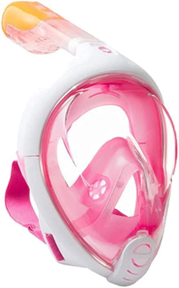 Full Face Snorkel Mask Full Face Snorkel Diving Mask 180°View Panoramic Design Anti-Fogging Anti-Leak with Adjustable Head Straps with Longer Snorkeling Tube Adult
