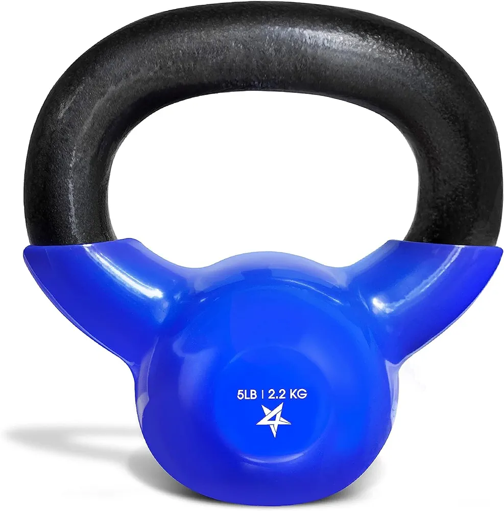 Yes4All 5-65lbs Kettlebells Vinyl Coated Cast Iron for Dumbbell Weights Exercises, Gym, Fitness, Full Body Workout Equipment Push up, Grip and Strength Training