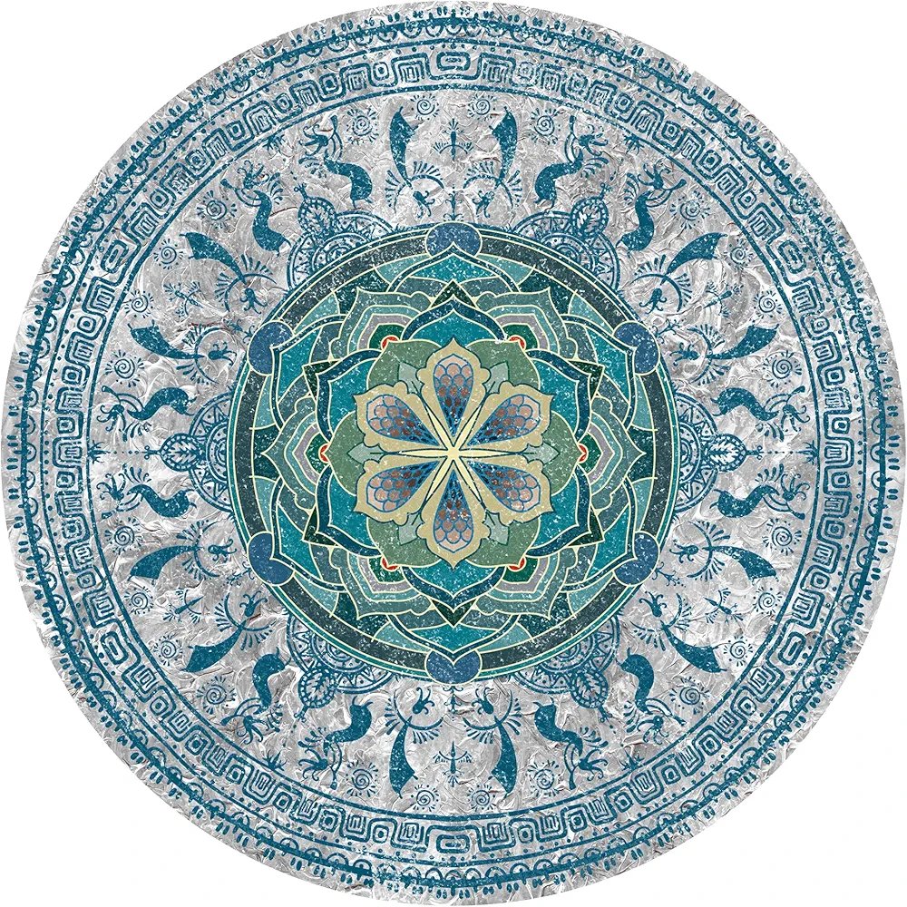 Knsbk Large Round Yoga Mat 4.6'X3.5mm for Exercise Premium Extra Thick, Ultra Comfortable, Non Slip, Meditation Mat
