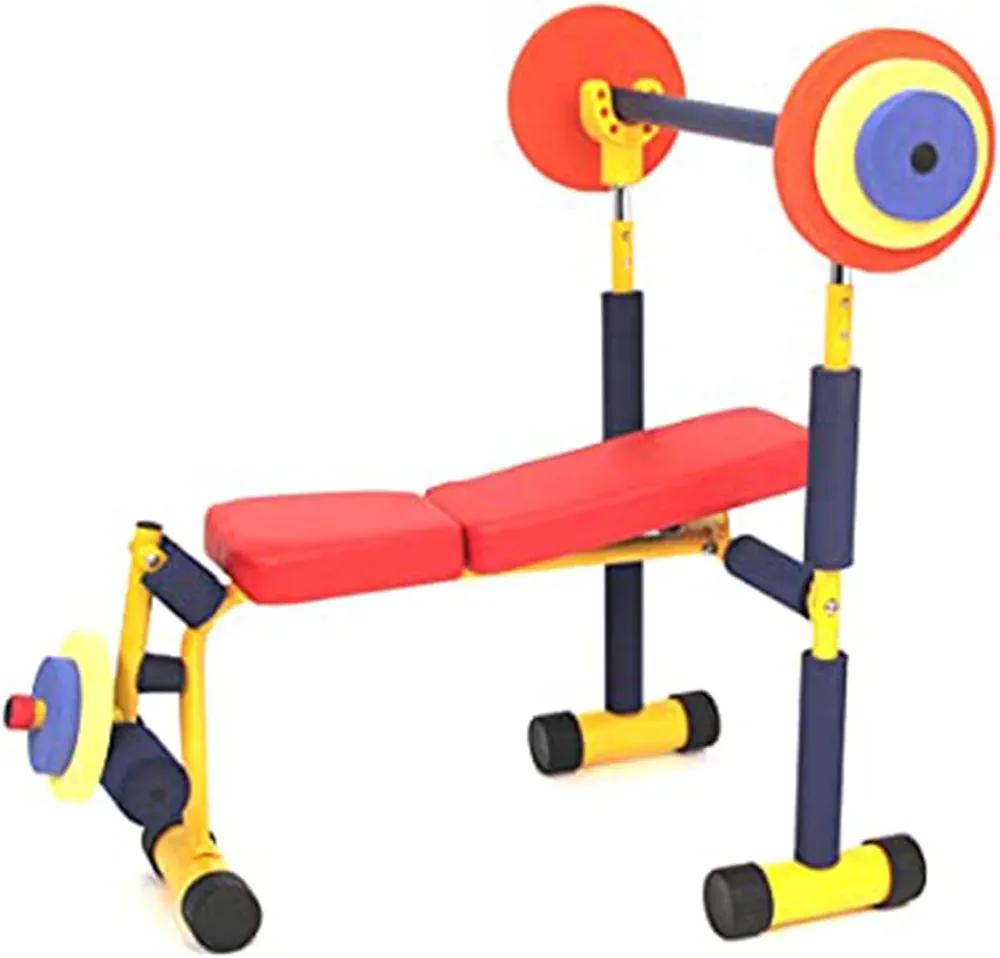 Kids Weight Bench Set Fitness Exercise Equipment, Toddler Adjustable Barbell Toy Set Weight Bench Set for Boys Girls Ages 3-8 Year Old