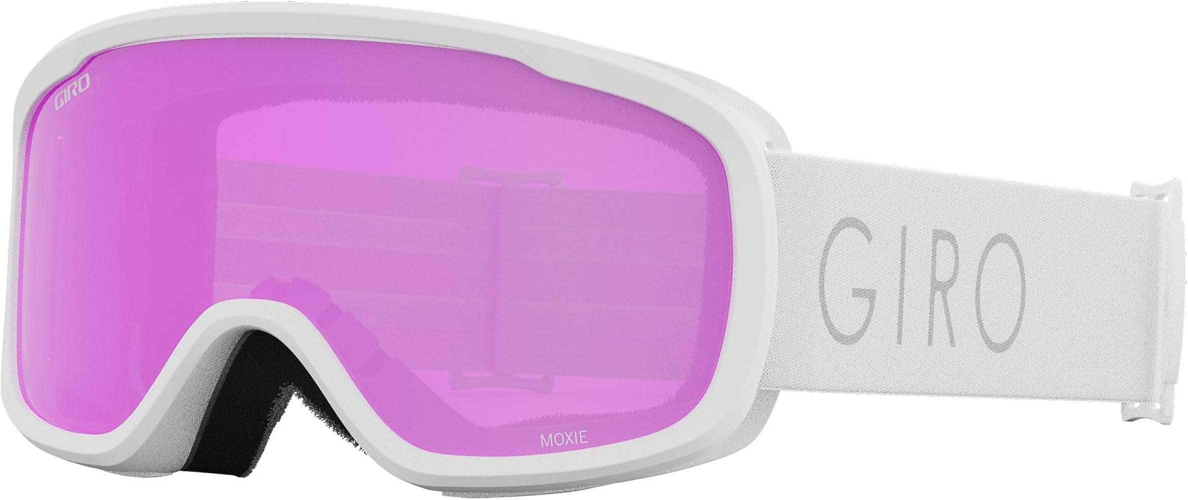 Giro Moxie Asian Fit Ski Goggles - Snowboard Goggles for Women & Youth - White Core Light Strap w/Amber Pink/Yellow Lenses