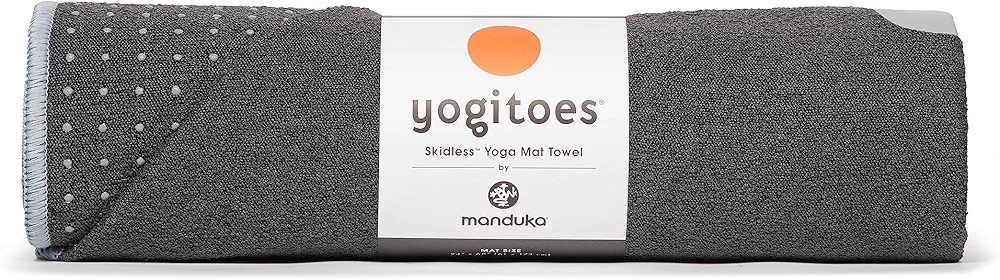 Yogitoes Yoga Mat Towel - Lightweight, Quick Drying Microfiber, Non Slip Skidless Technology, Use in Hot Yoga, Vinyasa and Power, 71 Inch (180cm), Grey