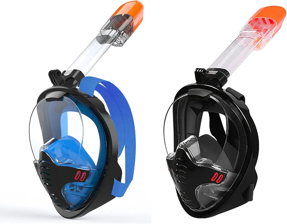 Wekity Snorkeling Mask and Diving Gear, Multifunctional Full Face Fold Snorkeling Set, 180 Degree Panoramic Anti-Fog Anti-Leak, Suitable for Adults and Kids Snorkeling/Diving/Swimming