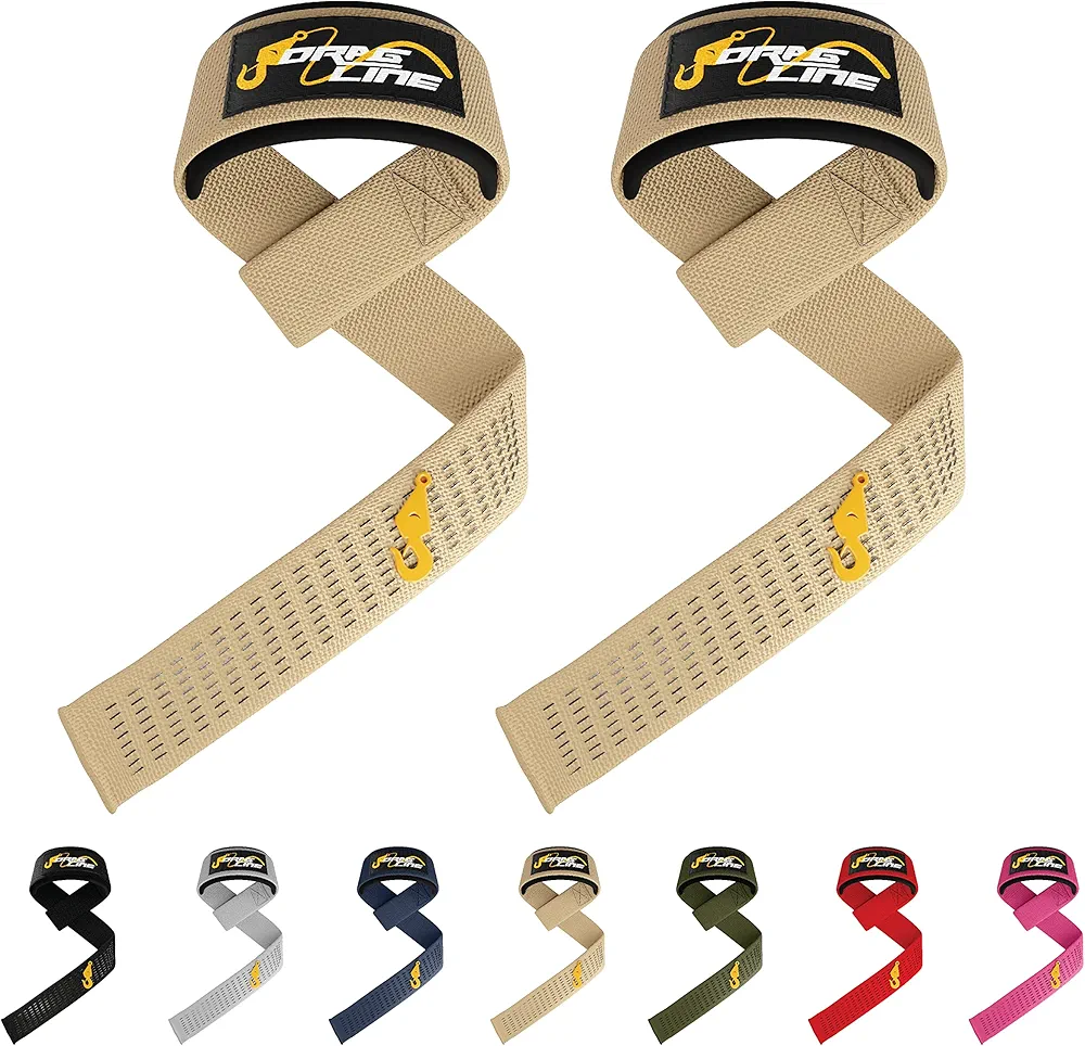 Dragline Lifting Straps, Wrist Straps for Weightliftig, Lifting Straps for Weighlifting, Deadlift Straps with Anti-Skid Silicone Gym Straps Weight Lifting Straps for Men and Women (Tan)