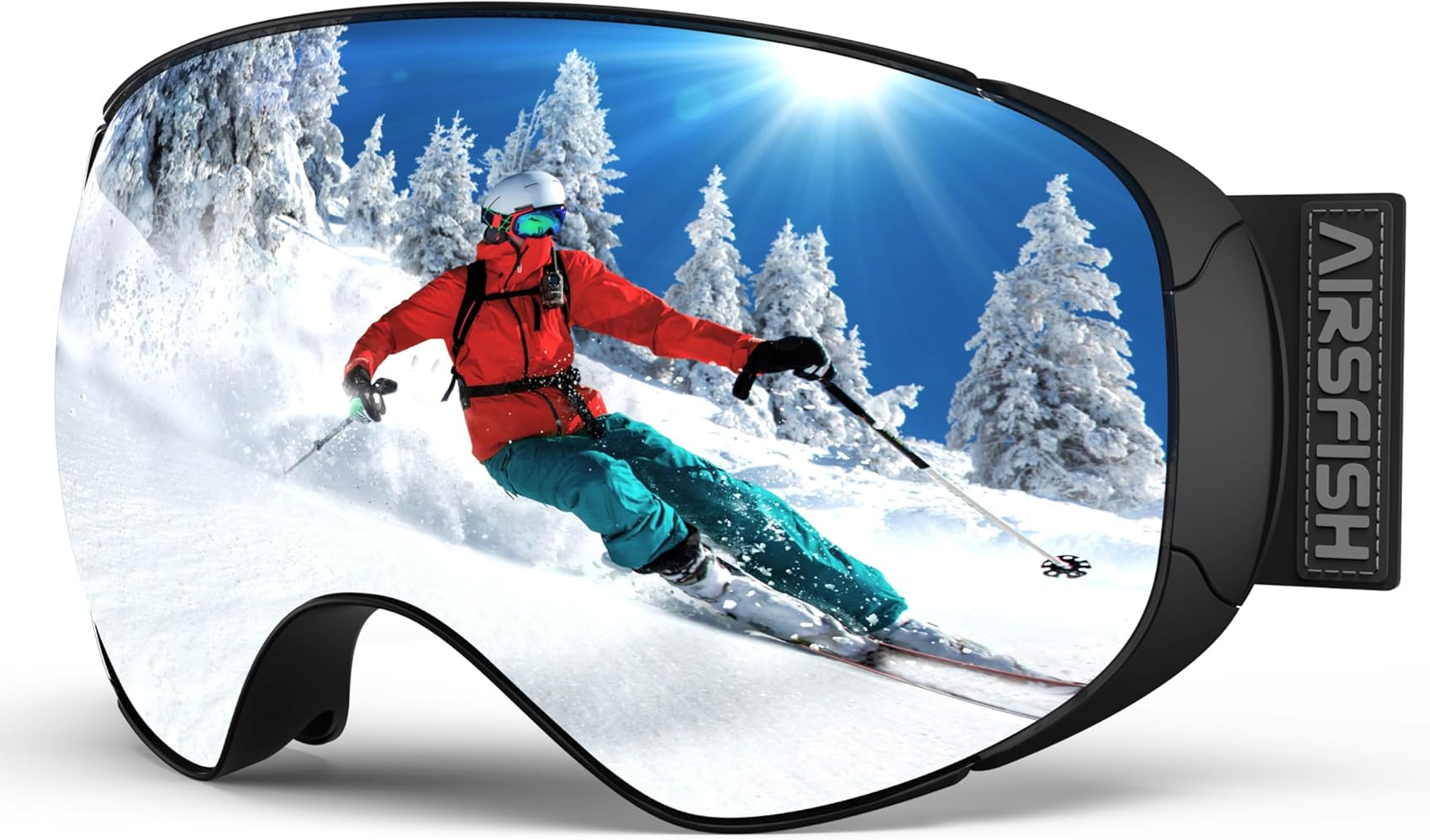 Ski Goggles, Magnetic Side-Clip Snowboard Goggles Over Glasses -OTG Anti Fog 100% UV 400 Protection for Adult Youth