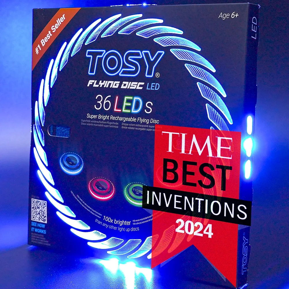 TOSY Flying Disc - 16 Million Color RGB or 36 or 360 LEDs, Extremely Bright, Smart Modes, Auto Light Up, Rechargeable, Birthday Gift, Easter Basket Stuffers for Men/Boys/Teens/Kids, 175g Frisbee