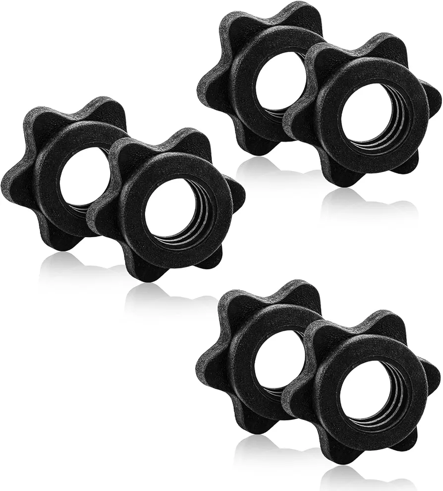 6 Pcs 25mm Spinlock Collars, Dumbbell Hex Nut Anti-Slip Dumbbell Rod Nut 1 Inch Standard Barbell Screw Collar Dumbbell Screw Collar for Dumbell Weight Lifting Fitness Training
