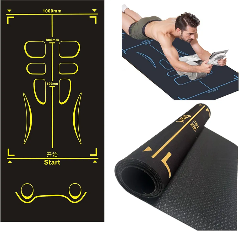 Exercise Equipment Mat with Storage Bag for Ab Roller Wheel Non-Slip Gym Floor Pad 7mm Extra Long Sound Insulation Knee Yoga Mat For Floor Workouts