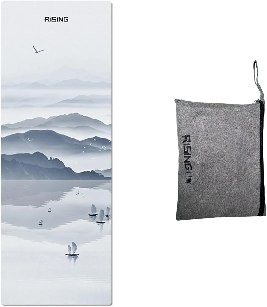 travel yoga mat Premium Print Yoga Mat Folding Travel Fitness & Exercise Mat 72 x 26 Inch 2MM Thickness Non Slip Workout Mat for All Types of Yoga, Pilates & Floor Workouts with Carrying Bag