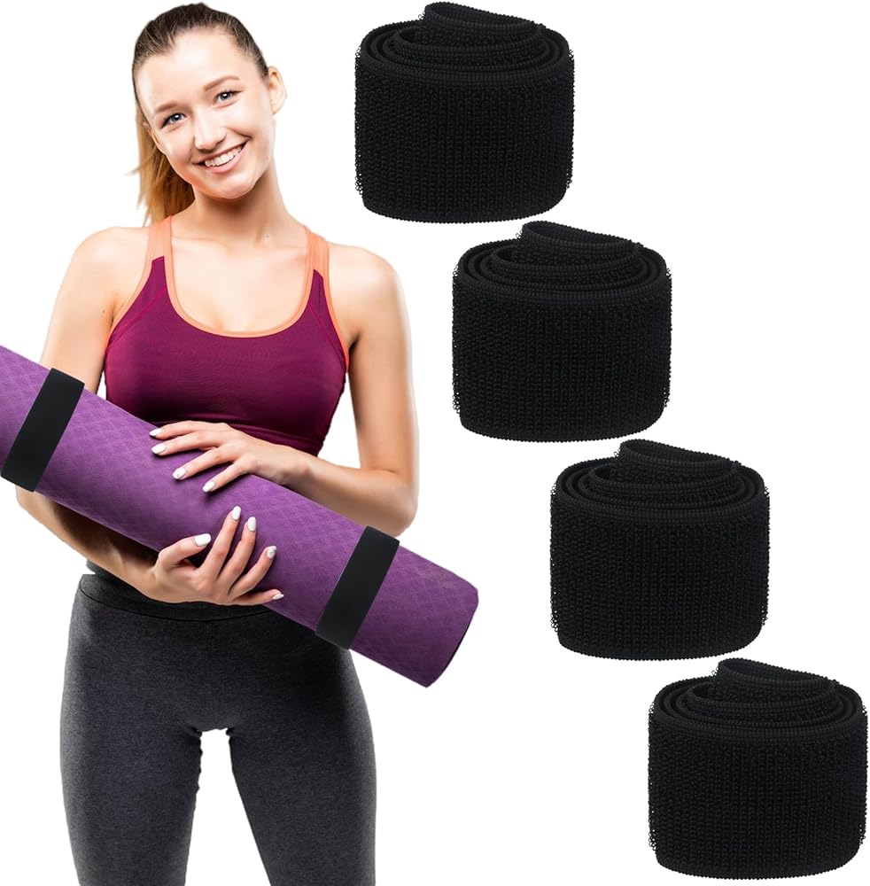 Bewudy 2 Pcs Yoga Mat Strap, Elastic Yoga Mat Strap for Exercise Workout Pilates Yoga Mat Storage Gym