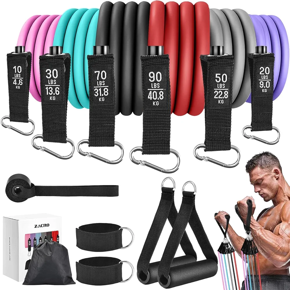 Zacro Resistance Bands for Working Out, 270 LBS Heavy Exercise Bands Resistance Bands with Handles, Workout Bands Exercise Bands for Heavy Resistance Training, Home Gym Workout, for Men/Women