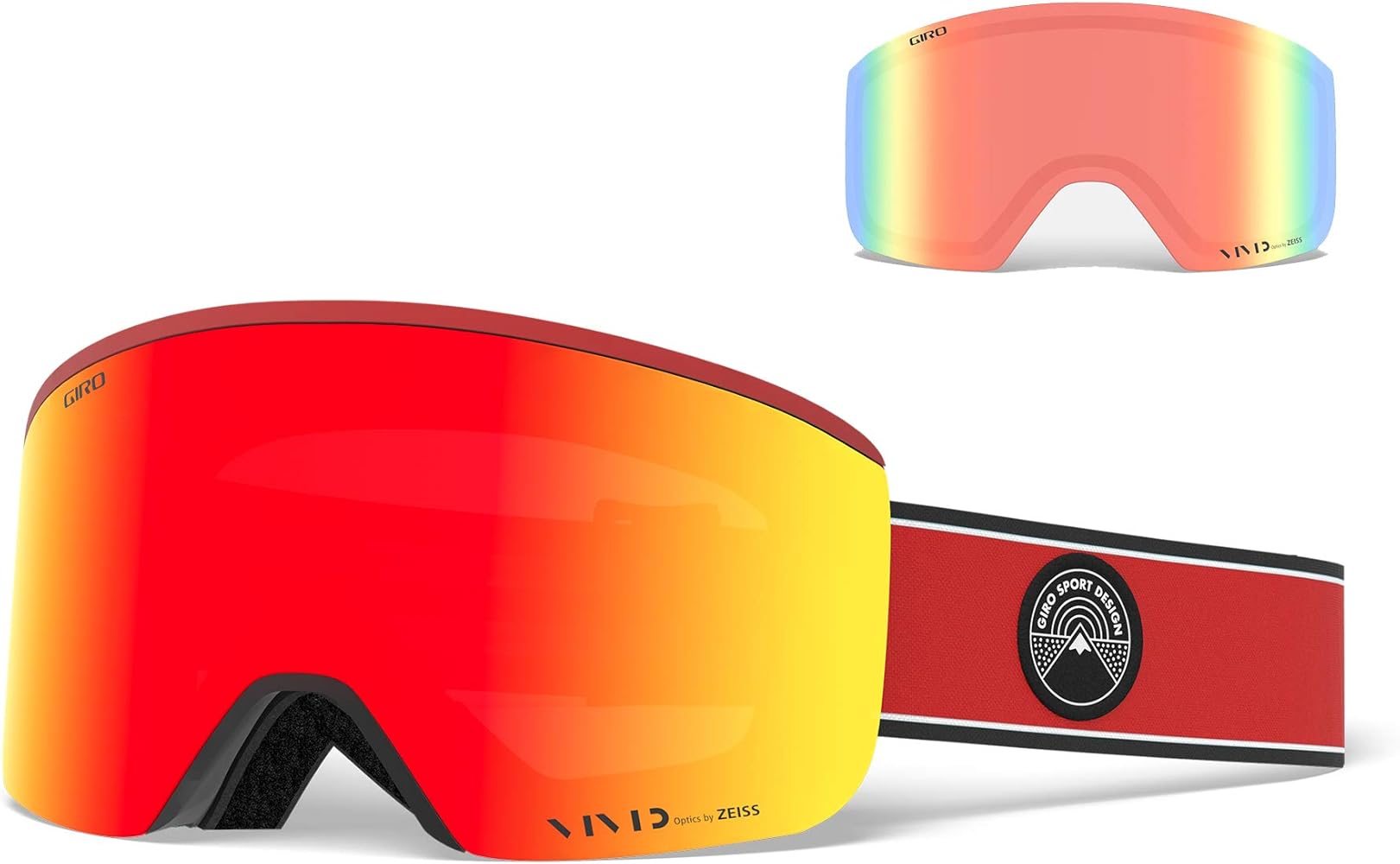 Giro Axis Asian Fit Ski Goggles - Snowboard Goggles for Men - Red Element Strap with Vivid Ember/Vivid Infrared Lenses