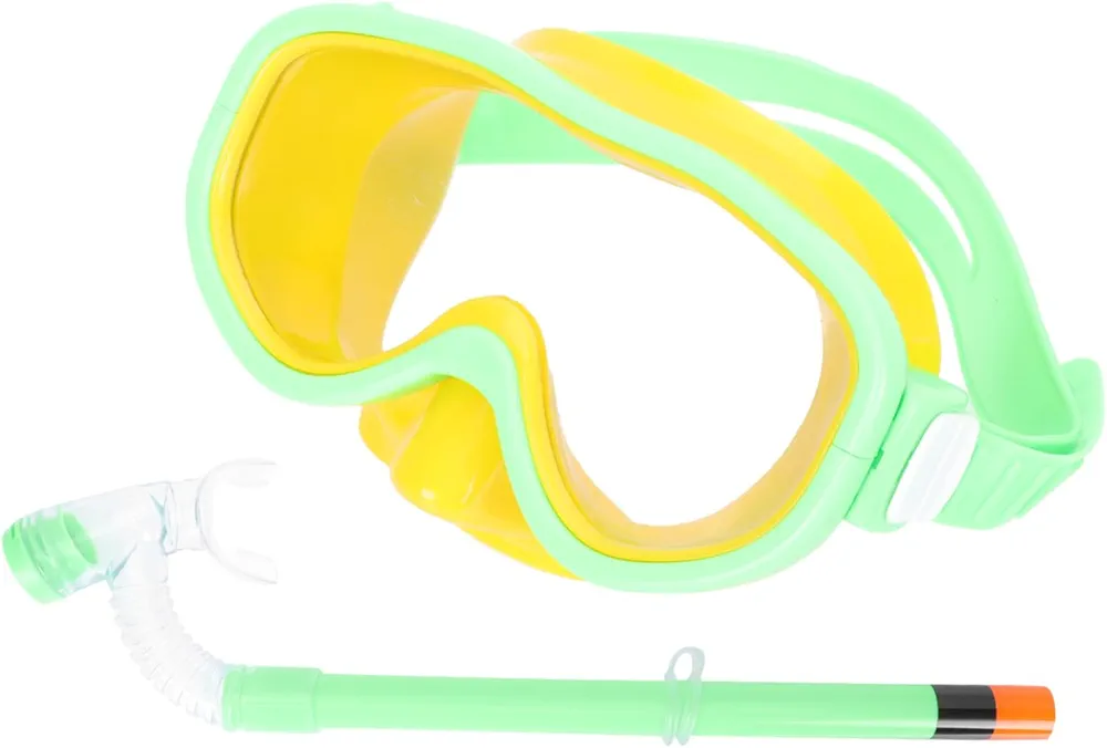 1 Set 's Swimming Goggles Snorkel Mask Full Snorkel Mask Gear Diving Masks Snorkeling Snorkel Mask Full Face Diving Glasses with Straws Green PVC