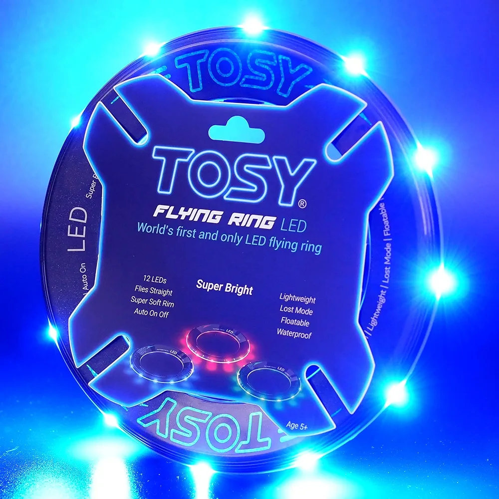 TOSY Flying Ring - 16 Million Color RGB or 12 LEDs, Super Bright, Lost Mode, Auto Light Up, Safe & Soft, Waterproof, Lightweight frisbee, Birthday, Camping, Valentine, Easter Gift Toy for Boy/Girl/Kid