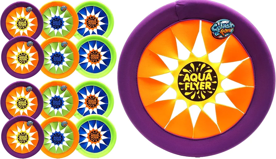 JA-RU Splash Fun Soft Flying Disc (12 Water Flyer) Gliding & Flying Saucer Kids Outdoor Toys. Beach Essentials, Pool Games, & Summer Toys. Dog Backyard Play Equipment. 1031-12p