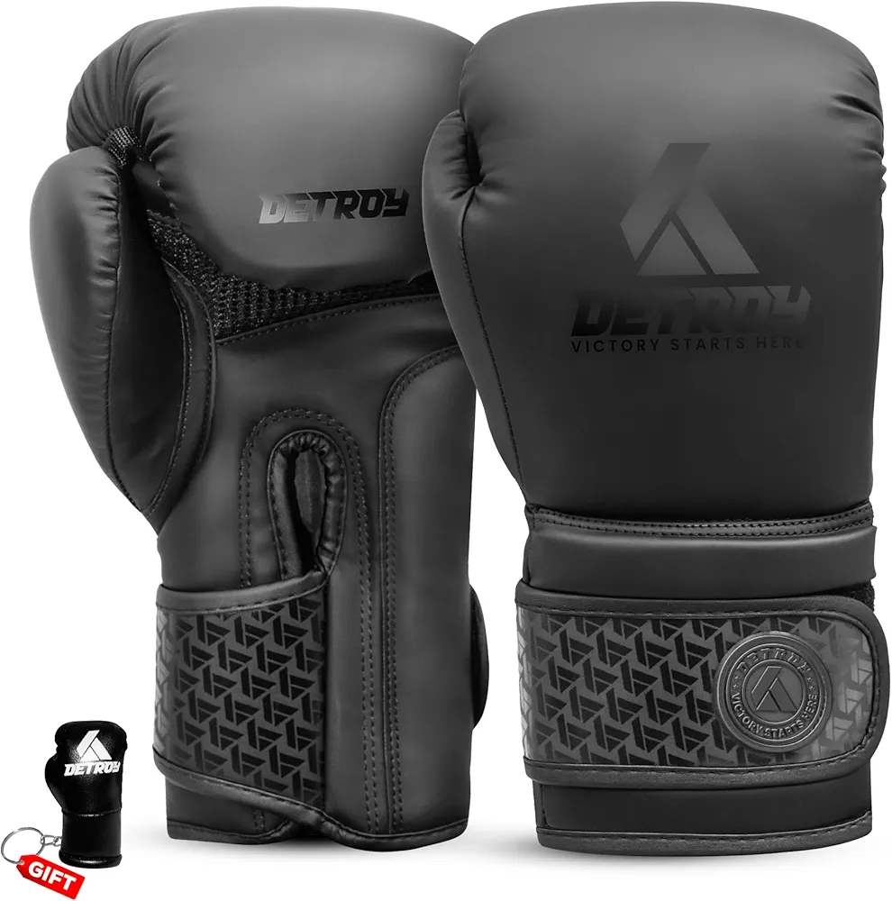 Detroy Boxing Gloves for Men & Women, Ideal for Pro Training, Sparring, Heavy Bag Punching & Focus Pad Workout | Kickboxing, Muay Thai, MMA - Ventilated Palm