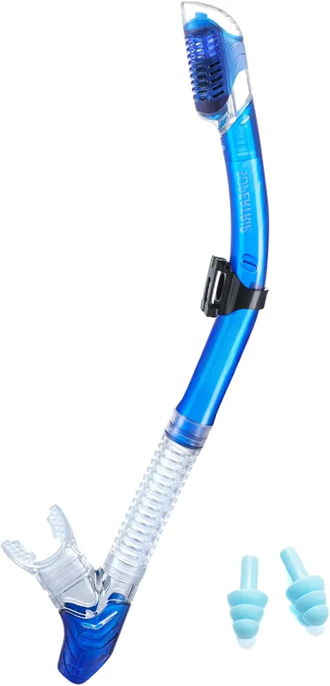 Supertrip Dry Snorkel Adult, Scuba Diving with Splash Guard and Top Valve, Freediving Snorkeling Swimming Snorkel for Adults Youth
