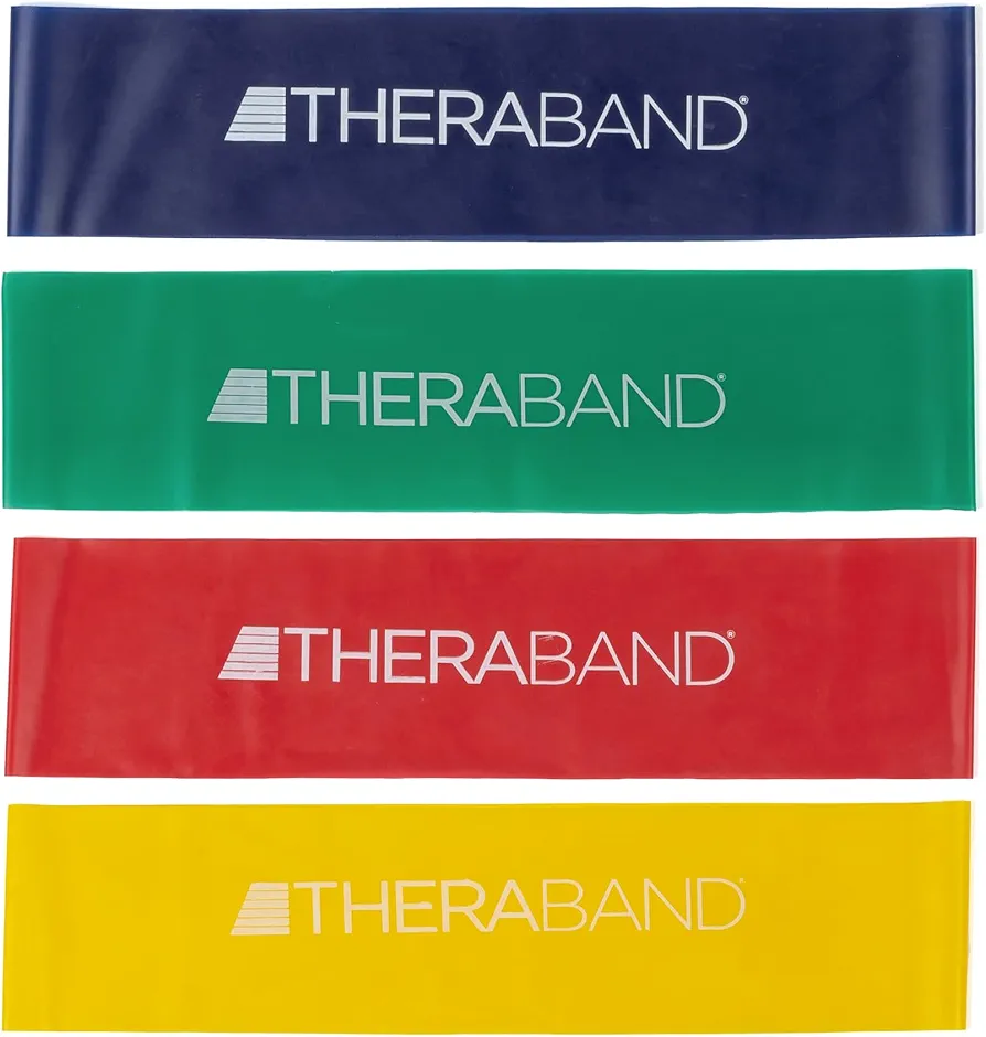 THERABAND Resistance Band Loop Set, Pack of 4, 12 Inch Band Loop Kit for Legs & Butt Workouts, Beginner to Advanced Levels for Exercise, Rehab, Physical Therapy, Stretching, & Strength Training