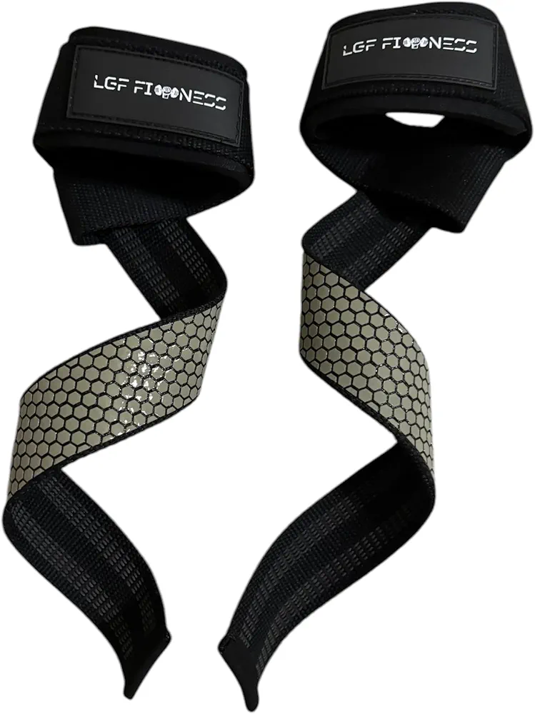 Lifting Wrist Straps for Weightlifting, Powerlifting, Strength Training, & Deadlifts - Padded Neoprene and silicone antiskid. LGF Fitness