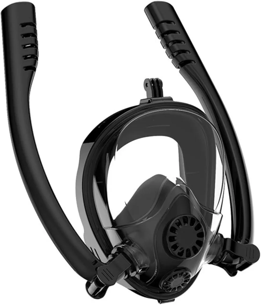 Anti-Fog Breathing Tubes Full Face Snorkel Mask Snorkeling Gear for Adults Panoramic View Scuba Mask Diving Mask Detachable Camera Mount Adjustable Straps Anti-Fog Anti-Leak Dry Top Set