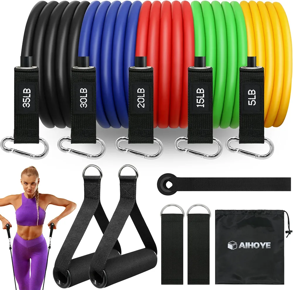 Aihoye Resistance Bands for Working Out Exercise Bands Resistance Bands Set Fitness Bands Stretch Bands for Exercise Band Workout Bands Resistance Band Door Anchors Work Out Bands for Exercise
