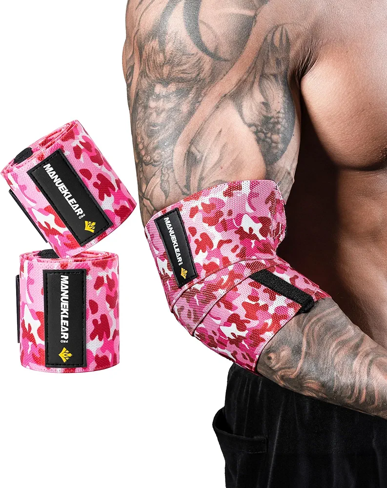 MANUEKLEAR Bench Press Elbow Sleeve Weightlifting for Men and Women, 40" Nylon Elbow Wraps for Weightlifting and Powerlifting