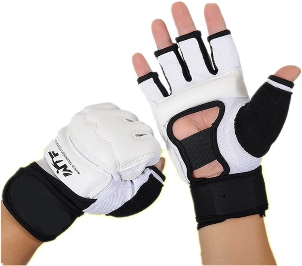 Half Finger Taekwondo Gloves, WTF Approved Muay Thai Sandbag Boxing Training Punching Bag Half Mitts Sparring Martial Arts Karate Fighting Glove for Men Women Kids