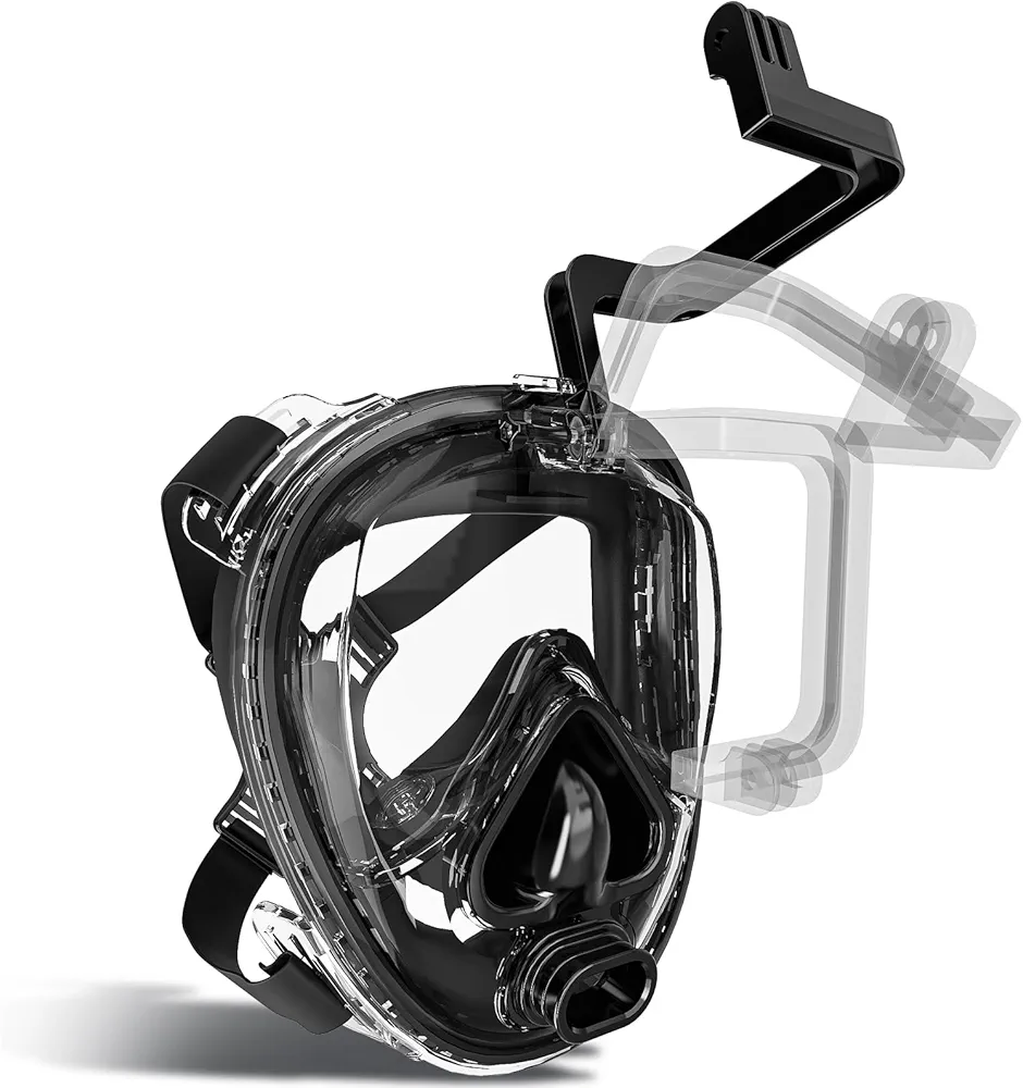 Full Face Scuba Mask Adult with Ear Pressure Equalizer for Scuba Diving, Deep Diving Scuba Mask with 180° Panoramic View, Lung Tank Sub Mask with Action Camera Mount