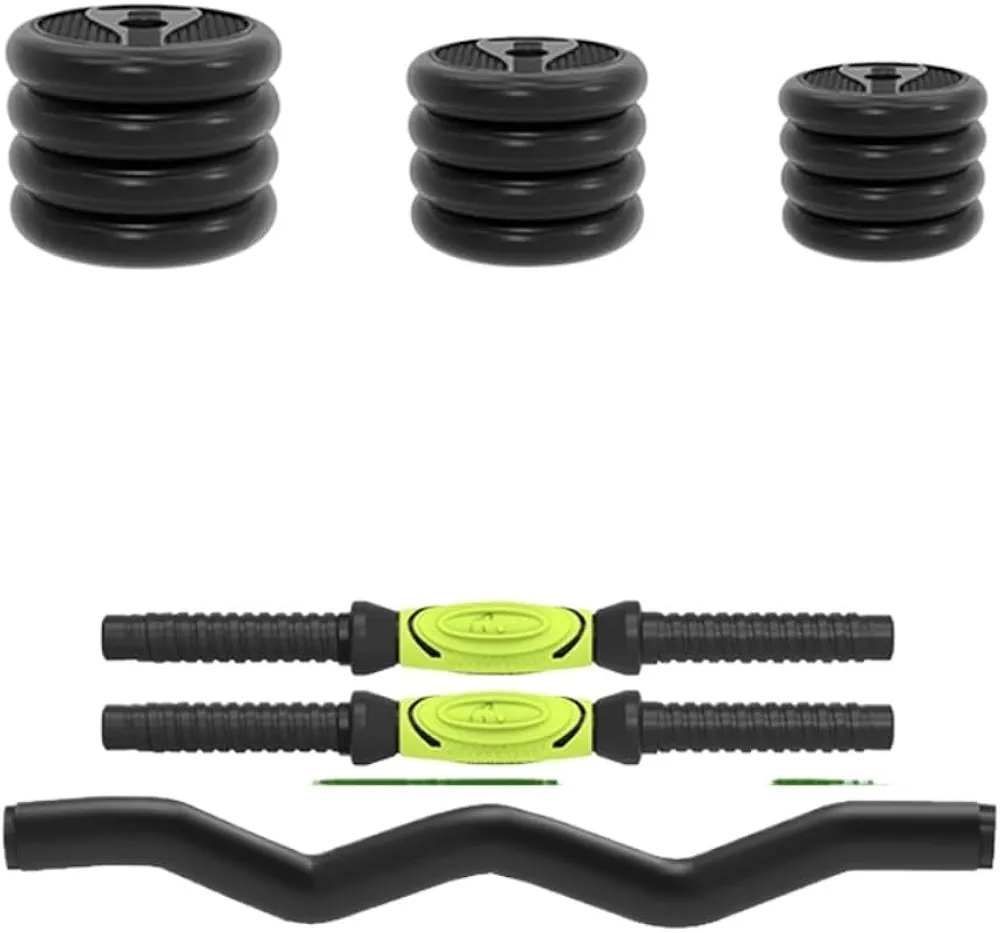 Fitness Equipment Processed Gripper Dumbbell Men's Gym Home Detachable Barbell Rubber-coated Adjustable Weight Beginner Set Fitness Dumbbells(10KGA)