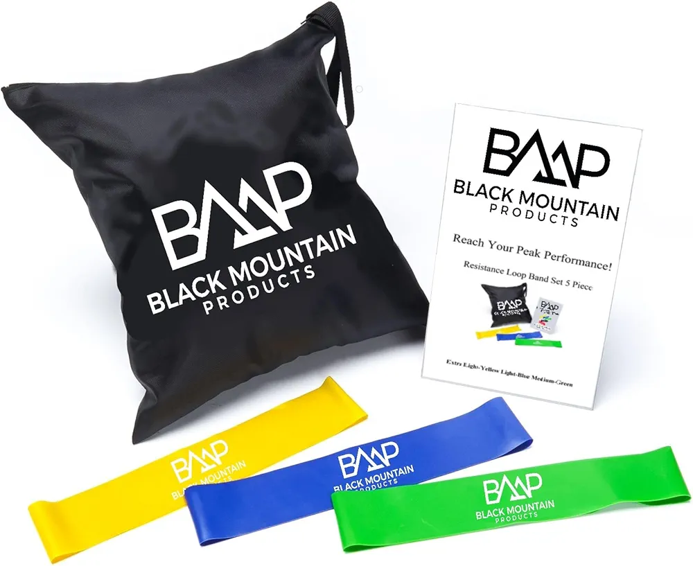 Black Mountain Products Resistance Loop Bands Set of Three with Starter Guide and Carrying Bag