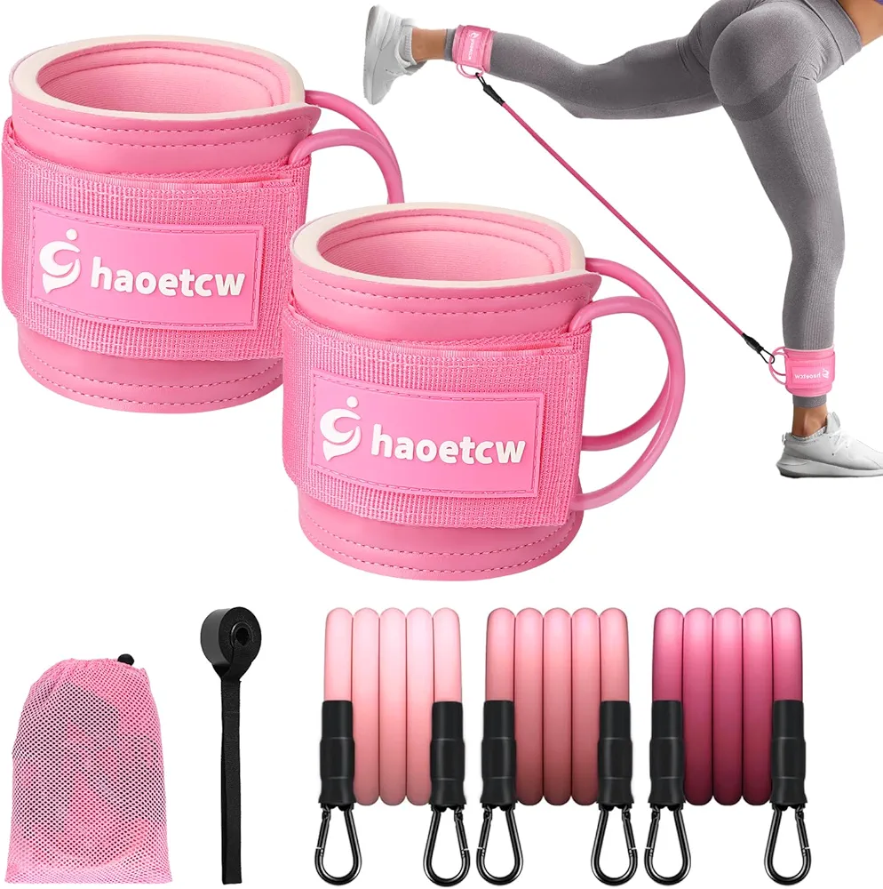 Ankle Resistance Bands with Cuffs, Ankle Bands for Working Out, Booty Trainer for Women, Ankle Straps for Cable Machines Women, Glutes Workout Equipment for Women.