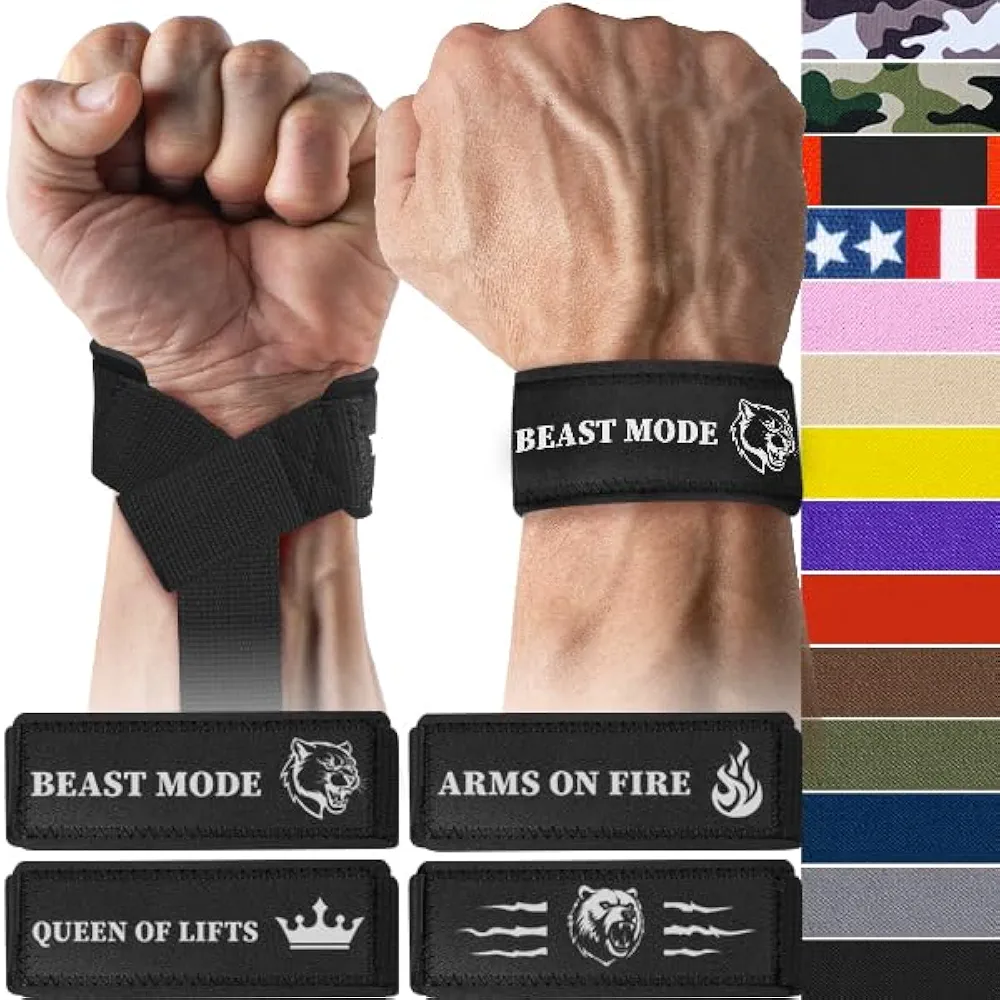 TECEUM Wrist Lifting Straps with Neoprene Padding Support – Heavy Duty Wrist Workout Straps For Men and Women – Ideal for Powerlifting, Strength Training, Bodybuilding