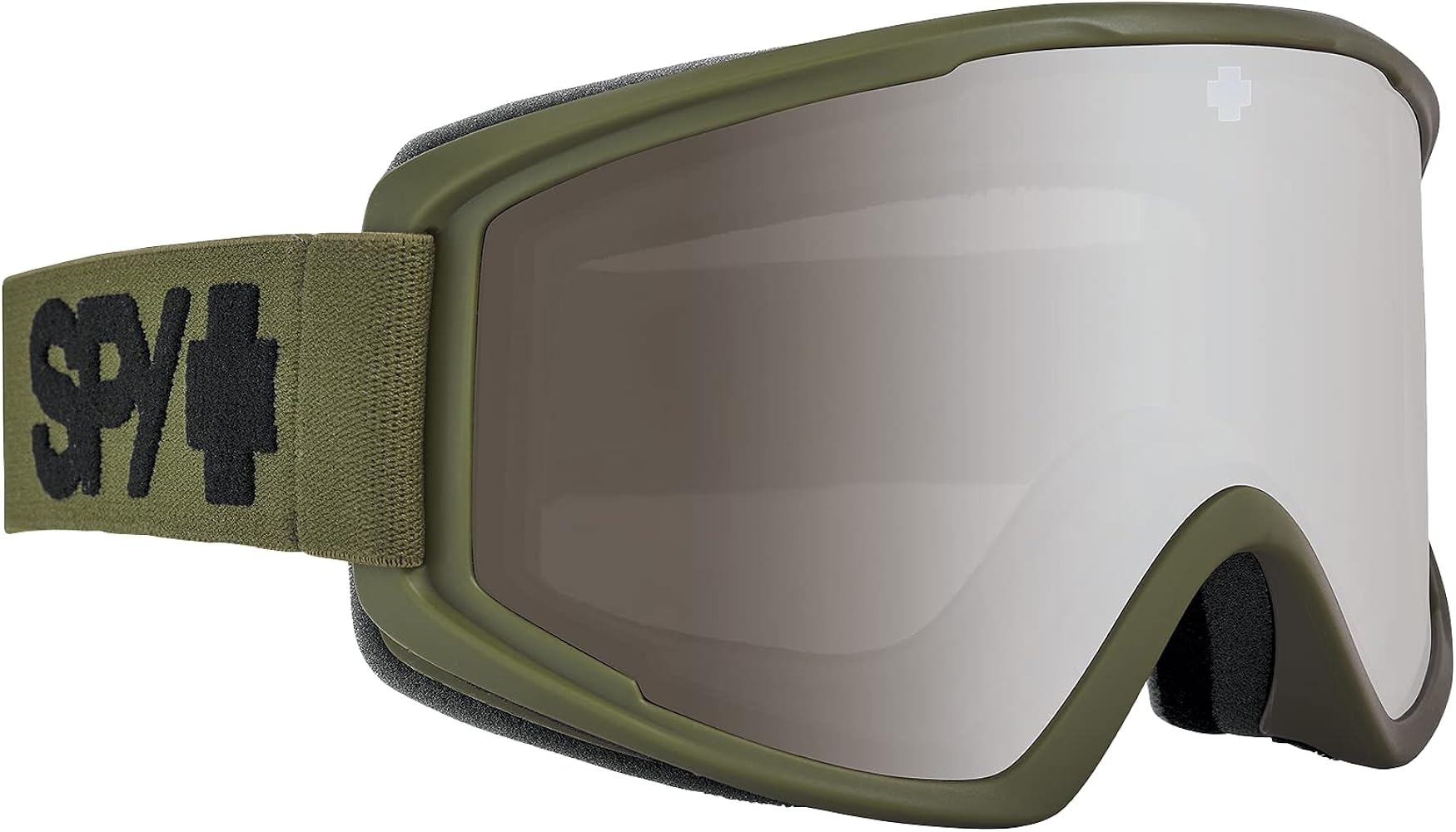 SPY Optic Crusher Elite Snow Goggle, Winter Sports Protective Goggles, Color and Contrast Enhancing Lenses, Matte Olive - Bronze with Silver Spectra Mirror Lenses