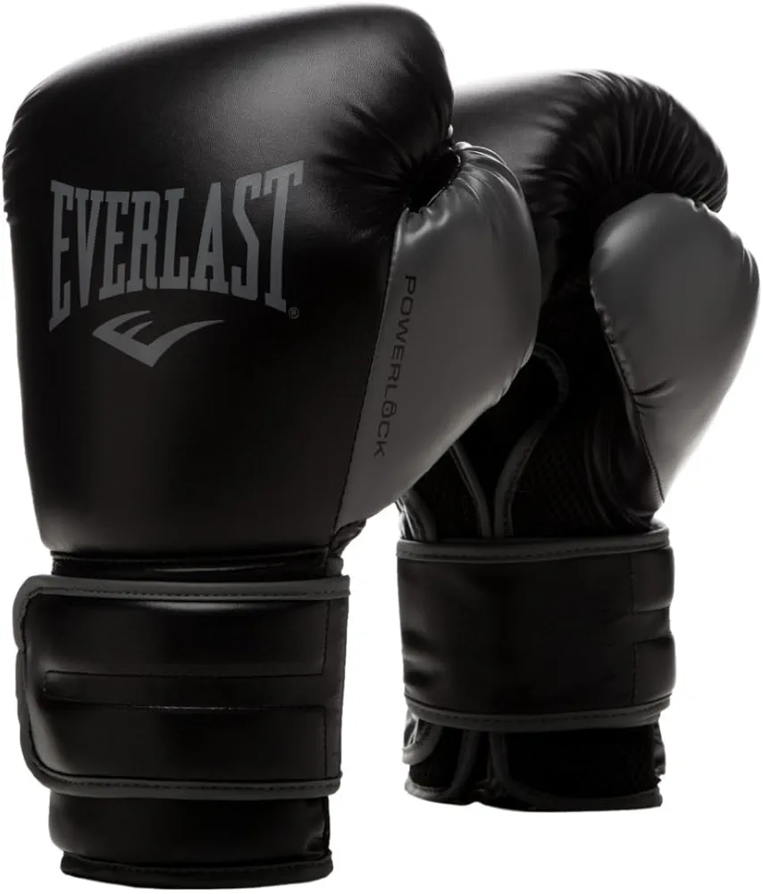 Everlast Powerlock 2 Boxing Gloves | Pro Flight Gloves | Secure Fit Hook and Loop with Triple-Layer Foam & Wrist Support for Injury Prevention | Heavy Bag & Speedbag Training (14oz | Black)
