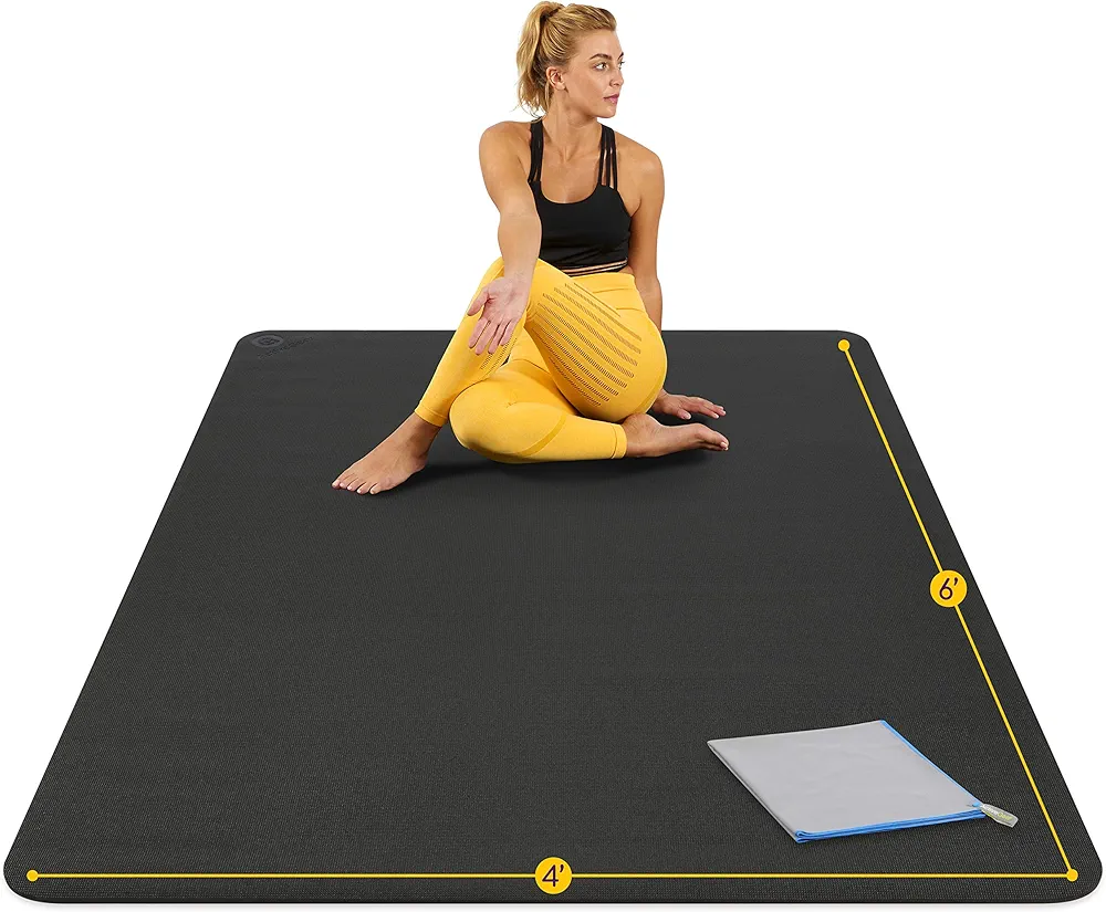 Large Yoga Mat 6'x4'x8mm Extra Thick, Durable, Eco-Friendly, Non-Slip & Odorless Barefoot Exercise and Premium Fitness Home Gym Flooring Mat by ActiveGear