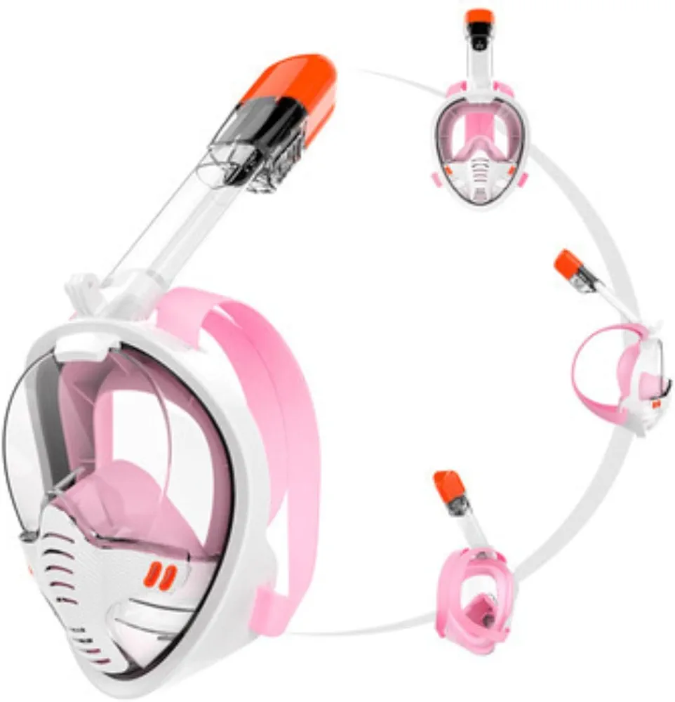 Full Face Snorkel Mask Snorkeling Gear for Adults Panoramic View Scuba Mask Diving Mask Detachable Camera Mount Adjustable Straps Anti-Fog Anti-Leak Dry Top Set