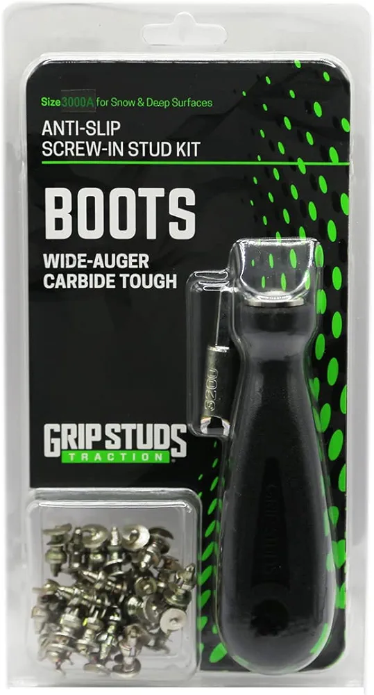 3000A - 4.4mm Prominence - GRIPSTUDS Wading Boot Studs - Pack of 28 - Tungsten Carbide Core Screw in Studs - Spikes for Traction in Wading Boots - Includes Installation Tool