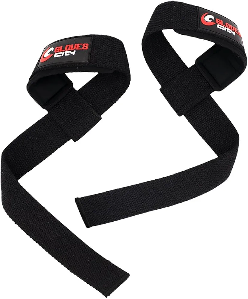 Professional Weight Lifting Cotton Strap Neoprene Padded In Black Color 1 Pair Lifting Wrist Straps for Weightlifting, Bodybuilding, Powerlifting, Strength Training, & Deadlifts