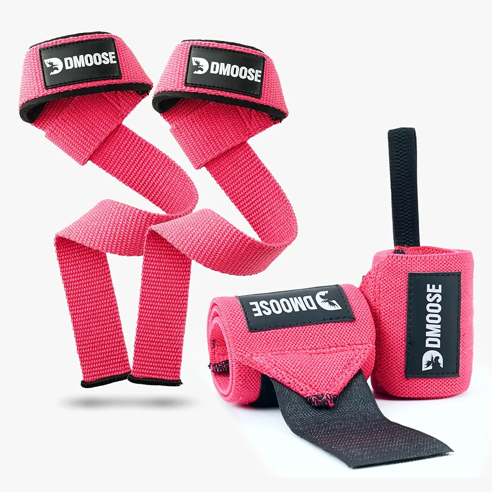 DMoose Fitness Lifting Straps & Wrist Wraps Bundle - Unmatched Support for Weightlifting & Gym Workouts
